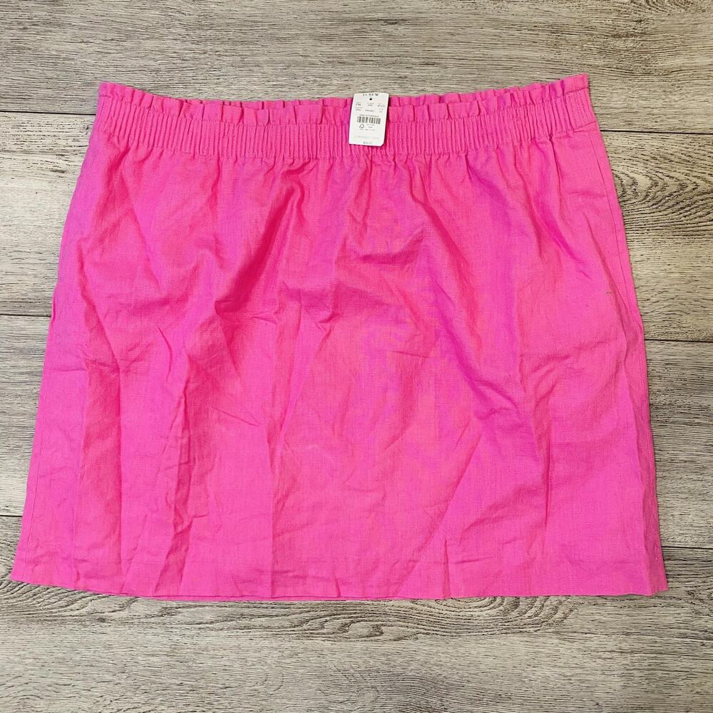 J Crew Skirt Womens plus sz 22 Pink Linen Blend Pull On Elastic Waist preppy New